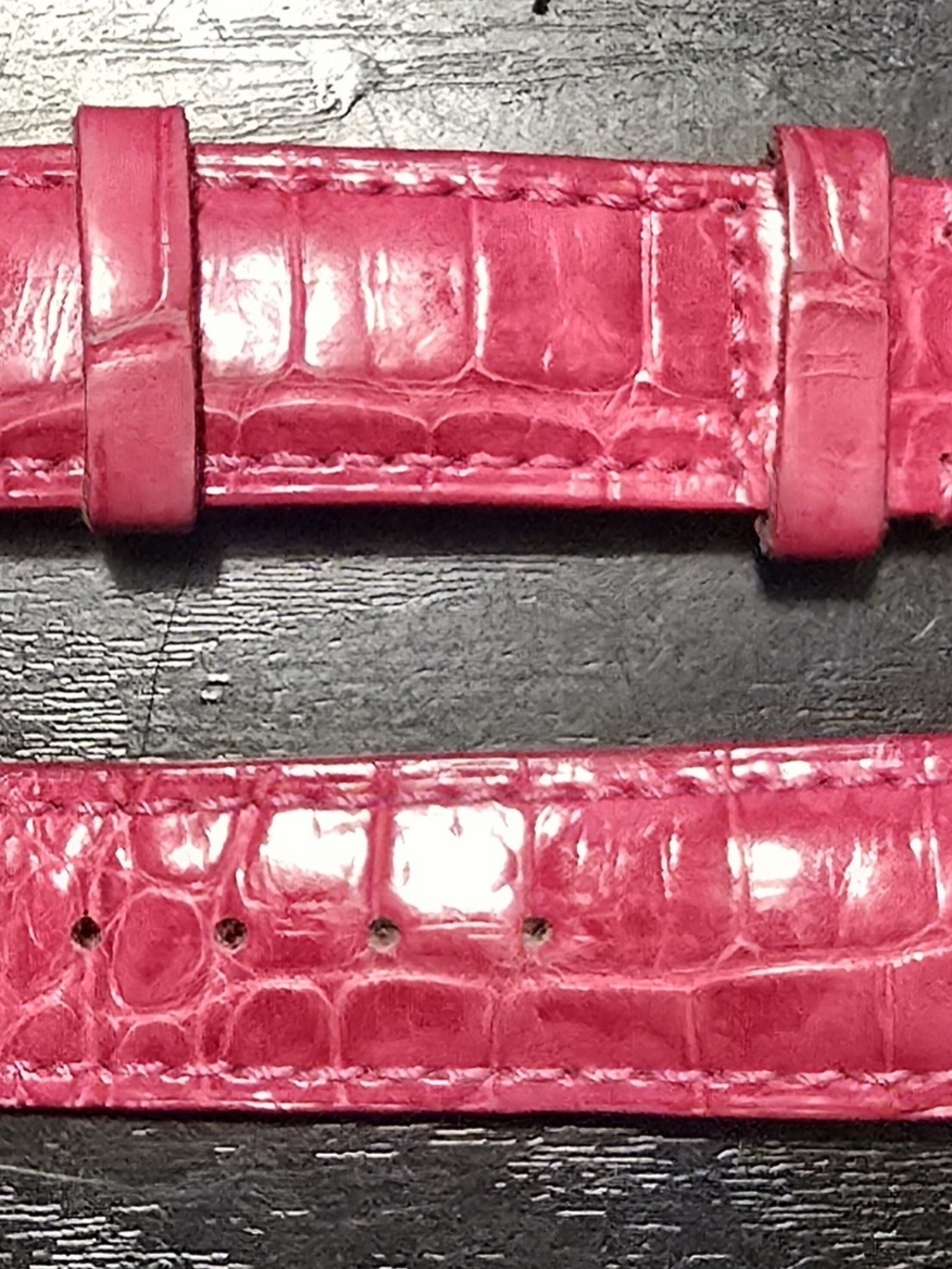 Pink Croc-Embossed Leather Michele Watch Strap - Women Accessories